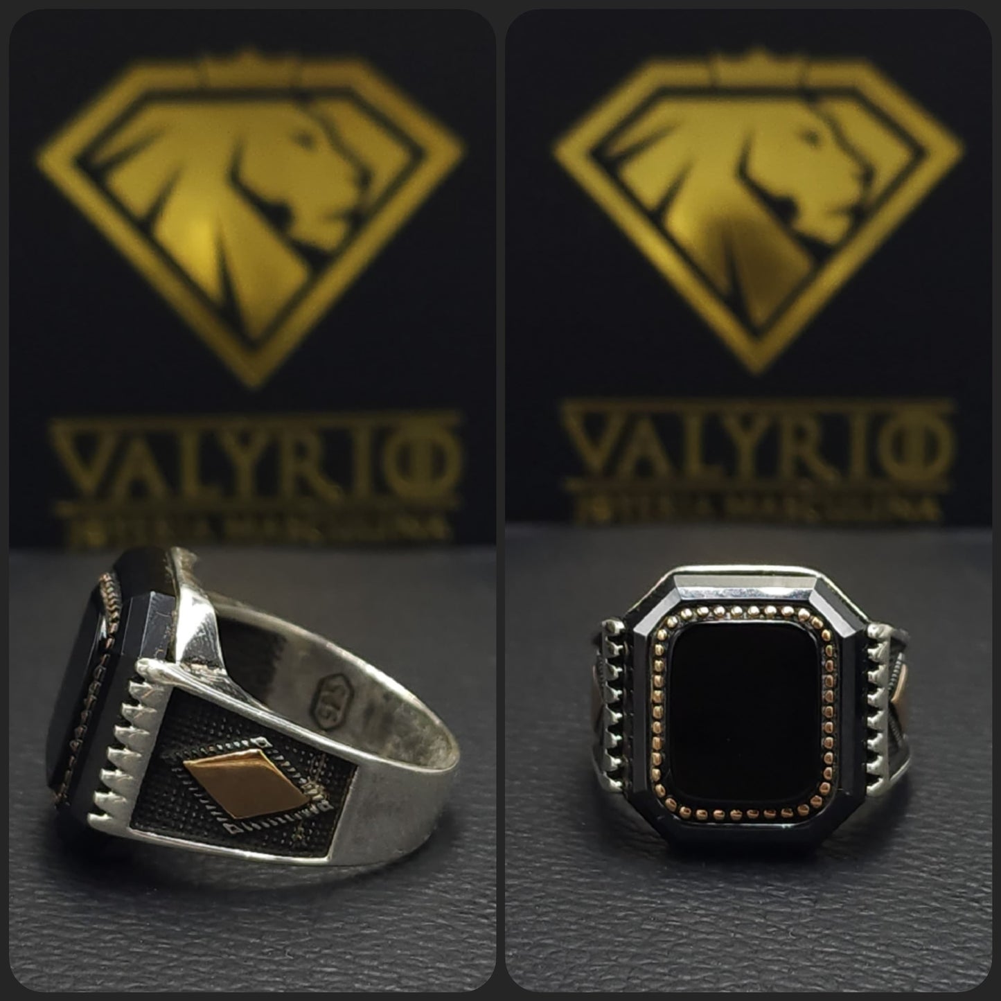 ANILLO DE ONIX NEGRA EN PLATA 925