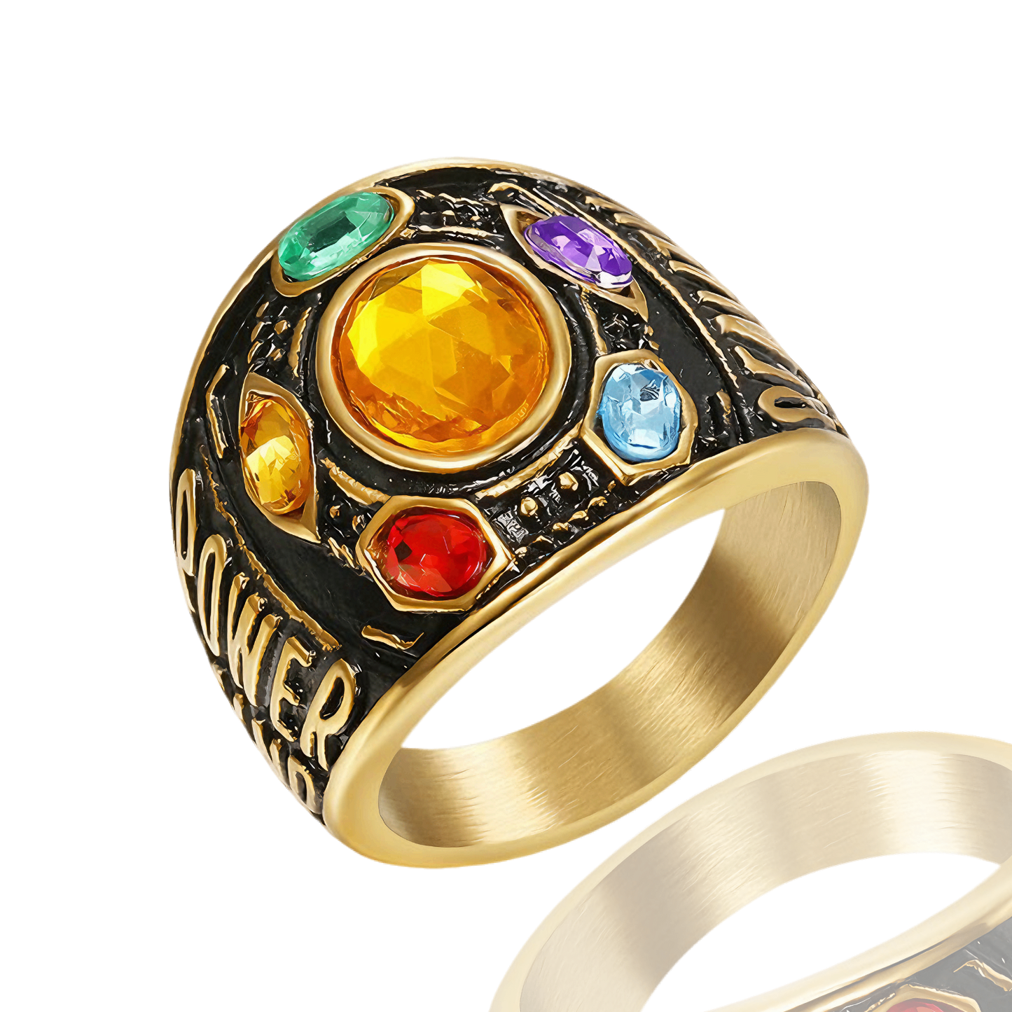 ANILLO POWER (ACERO INOXIDABLE 316L Y BAÑADO EN ORO DE 18K)