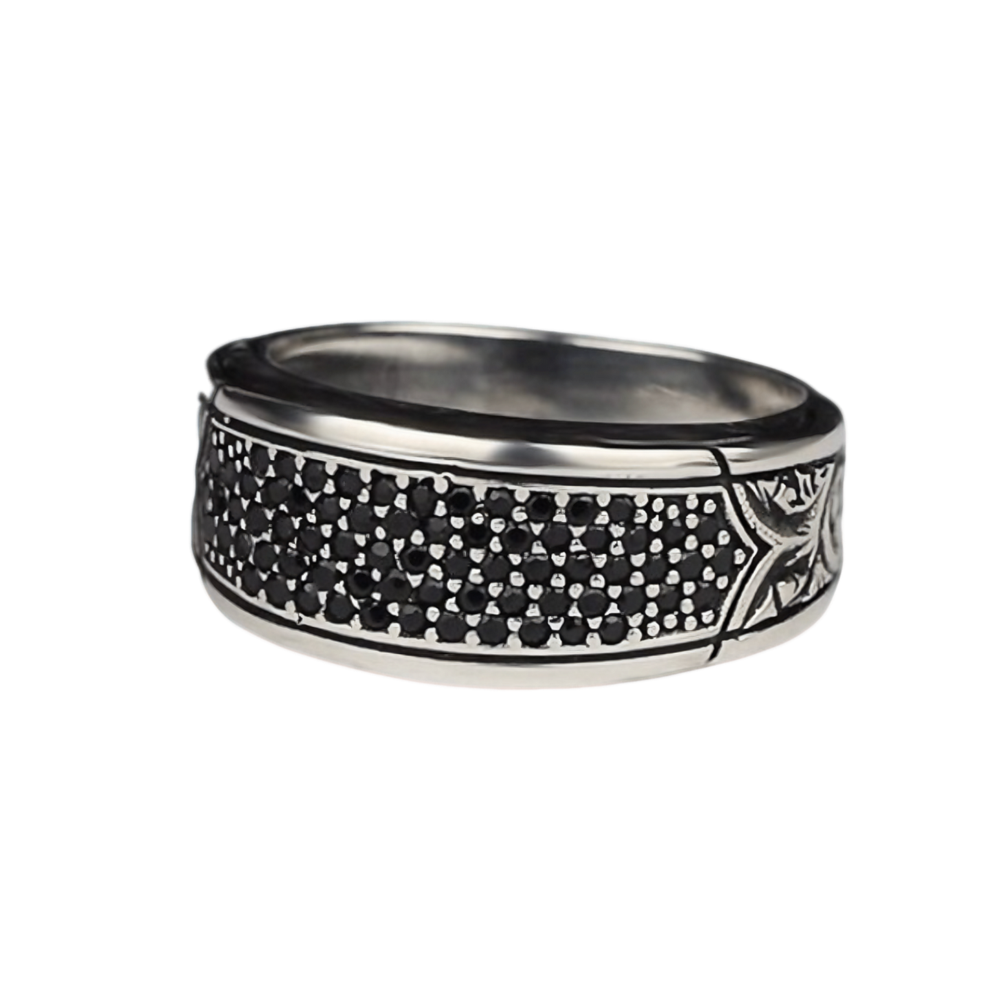 ANILLO ESTELAR DE PLATA 925 CON INCRUSTACIONES DE ZIRCON NEGRO
