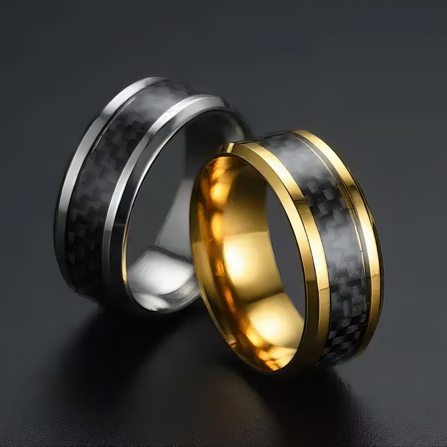 ANILLO MAR DE ORO NOCTURNO (CARBURO DE TUNGSTENO Y ORO 18K)