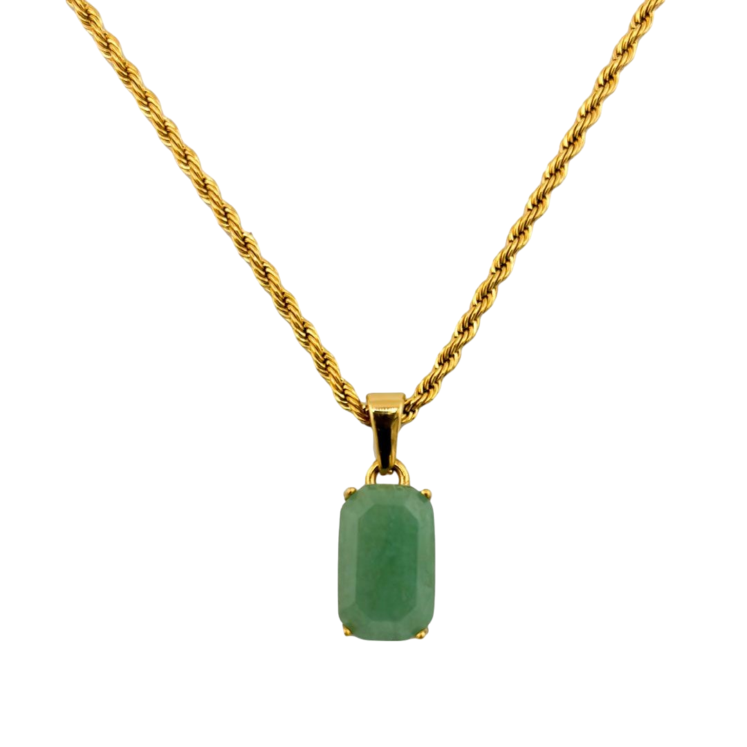 COLLAR AVENTURINA CON BAÑO DE ORO DE 18K