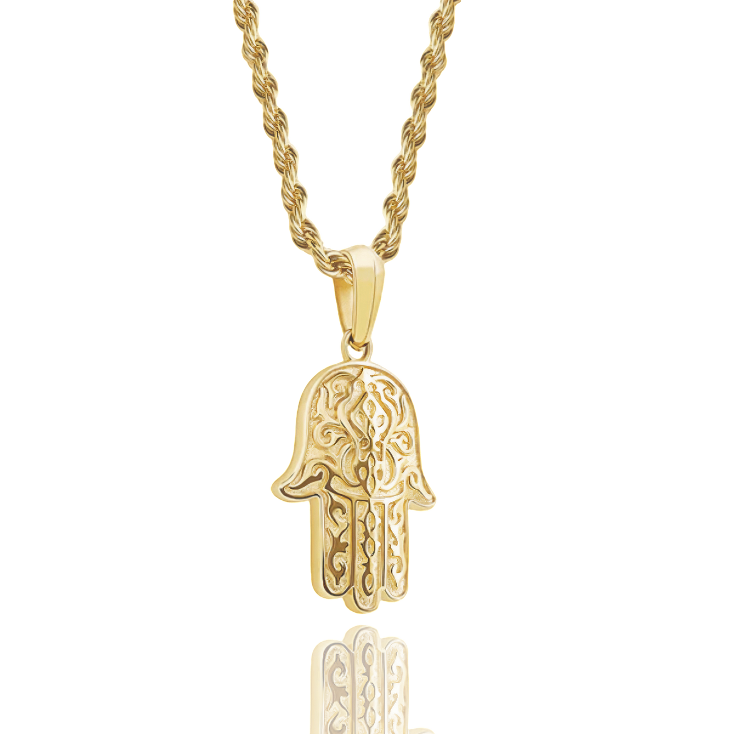 COLLAR HAMSA (ACERO INOXIDABLE 316L Y BAÑADO EN ORO DE 18K)