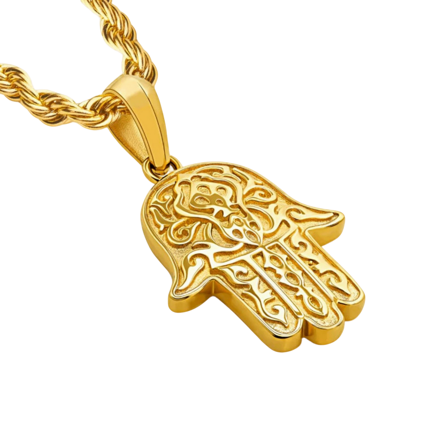 COLLAR HAMSA (ACERO INOXIDABLE 316L Y BAÑADO EN ORO DE 18K)