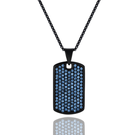 COLLAR ZIRCON AZUL (ACERO INOXIDABLE 316L)