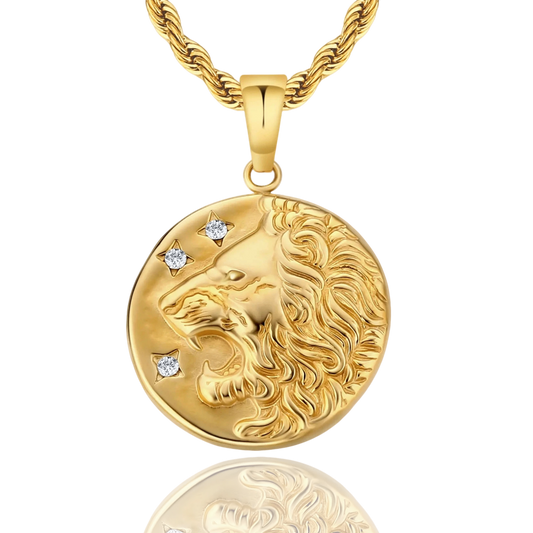 COLLAR LEÓN DE ORO ( ACERO INOXIDABLE 316L Y BAÑADO EN ORO 18K)