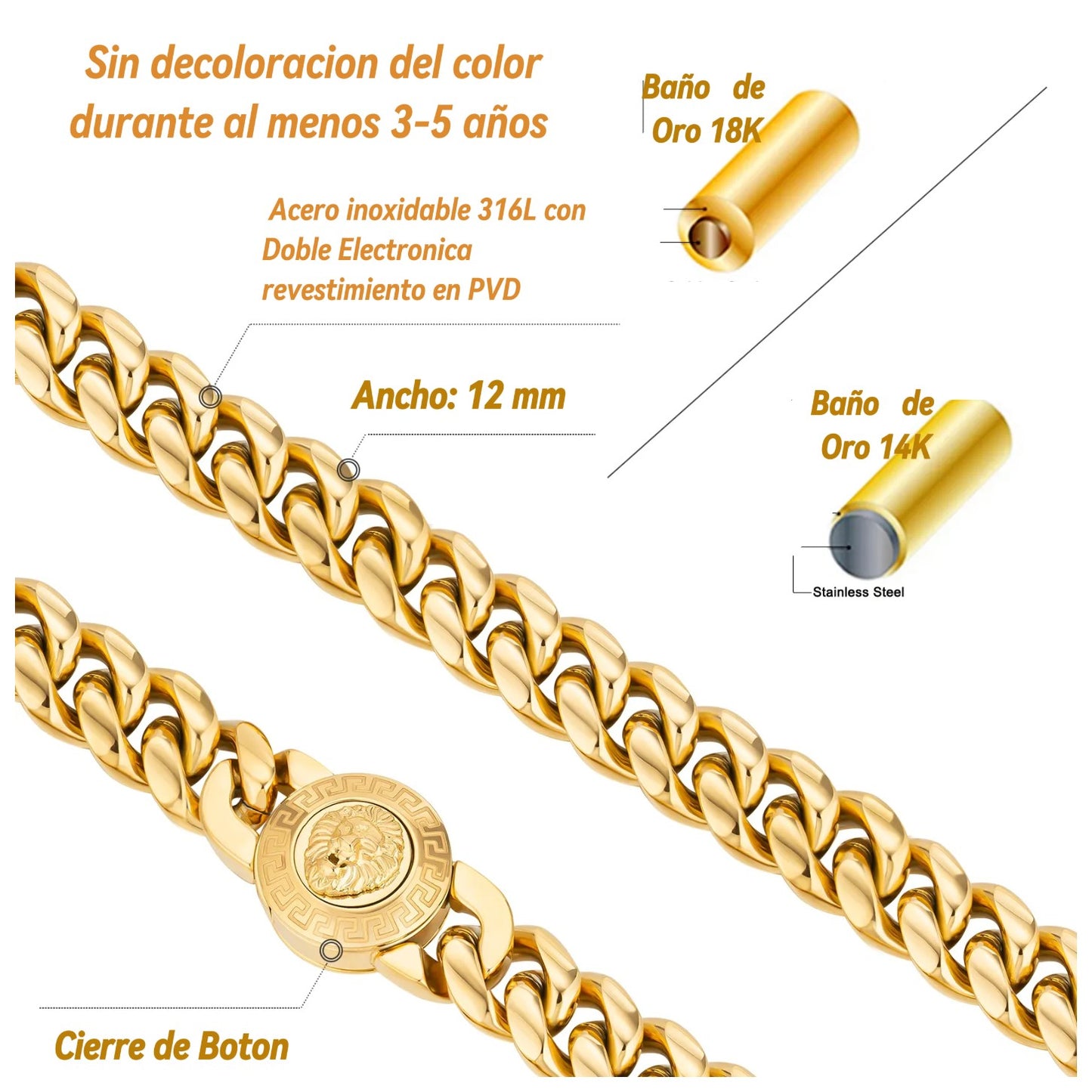 BRAZALETE CUBANO DORADO (BAÑADO EN ORO 18K)