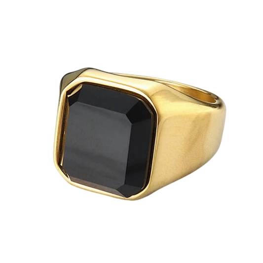 ANILLO OBSIDIANA DORADA (ACERO INOXIDABLE 316L)