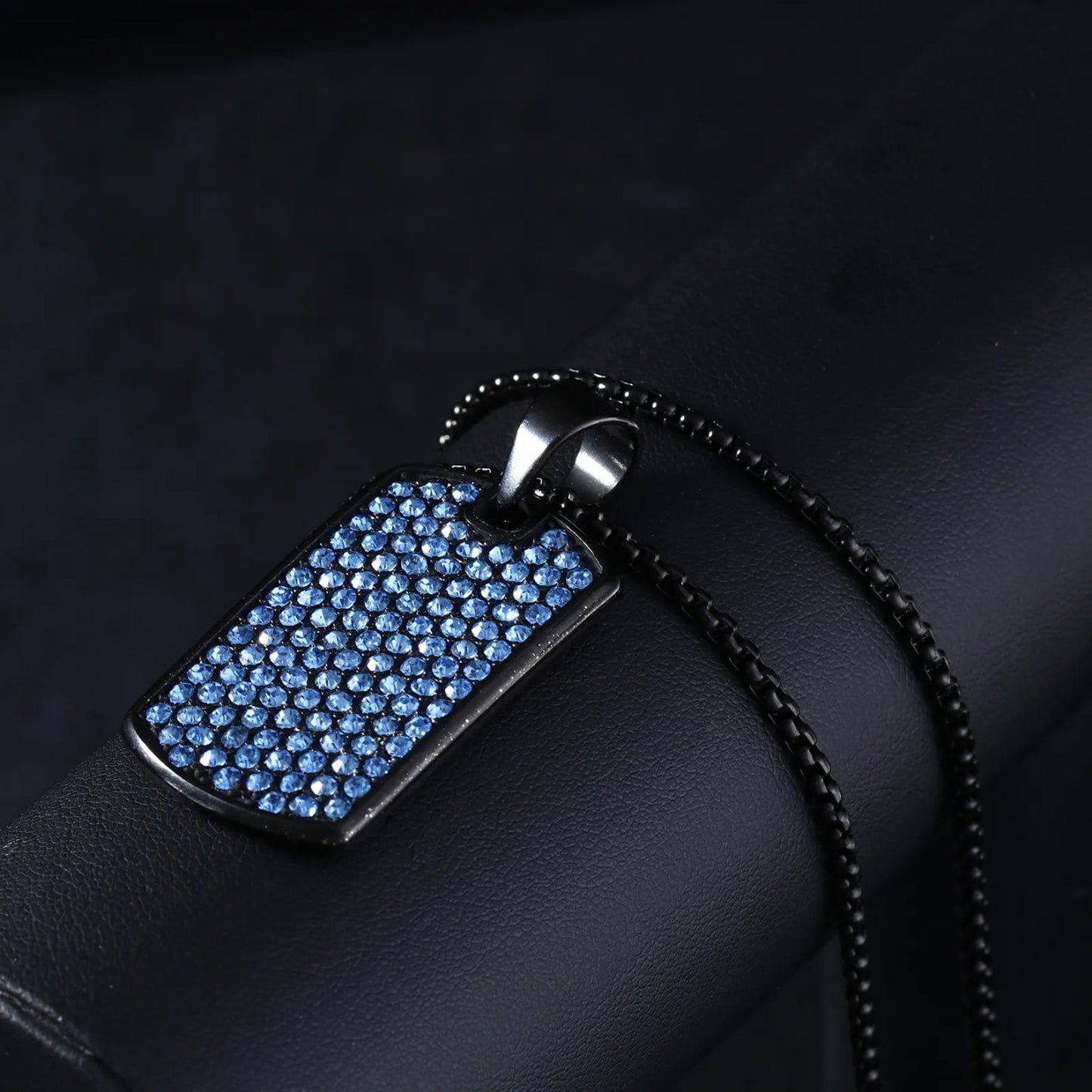 COLLAR ZIRCON AZUL (ACERO INOXIDABLE 316L)