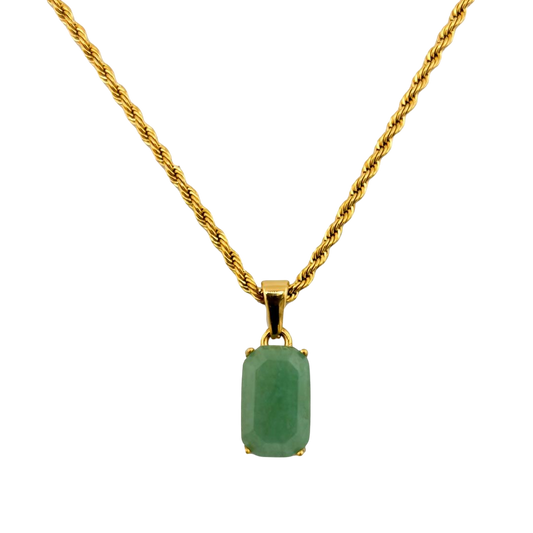 COLLAR AVENTURINA CON BAÑO DE ORO DE 18K